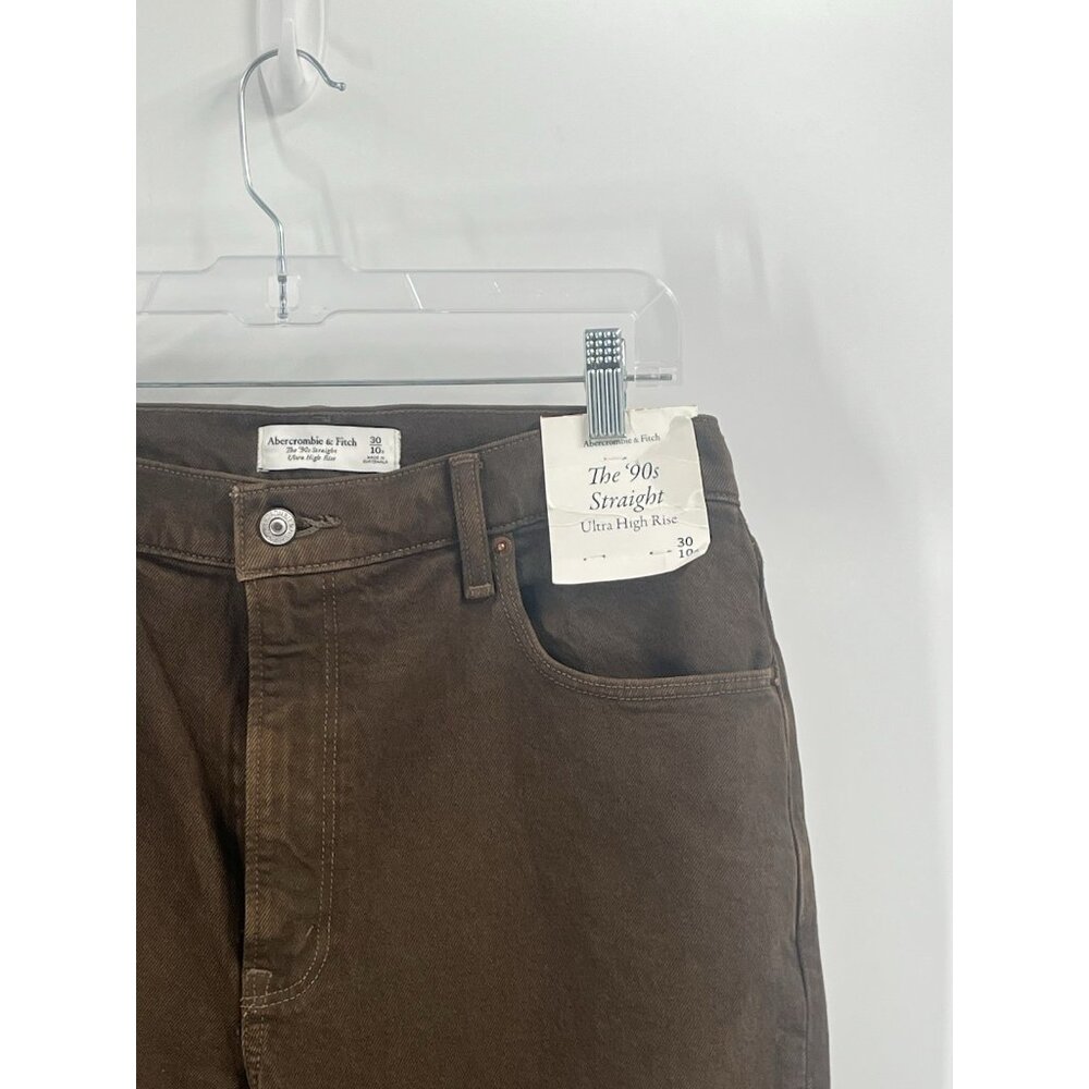 Abercrombie & Fitch The 90s Straight Ultra High Rise Jeans Brown Sz 30 NWT - Picture 2 of 6